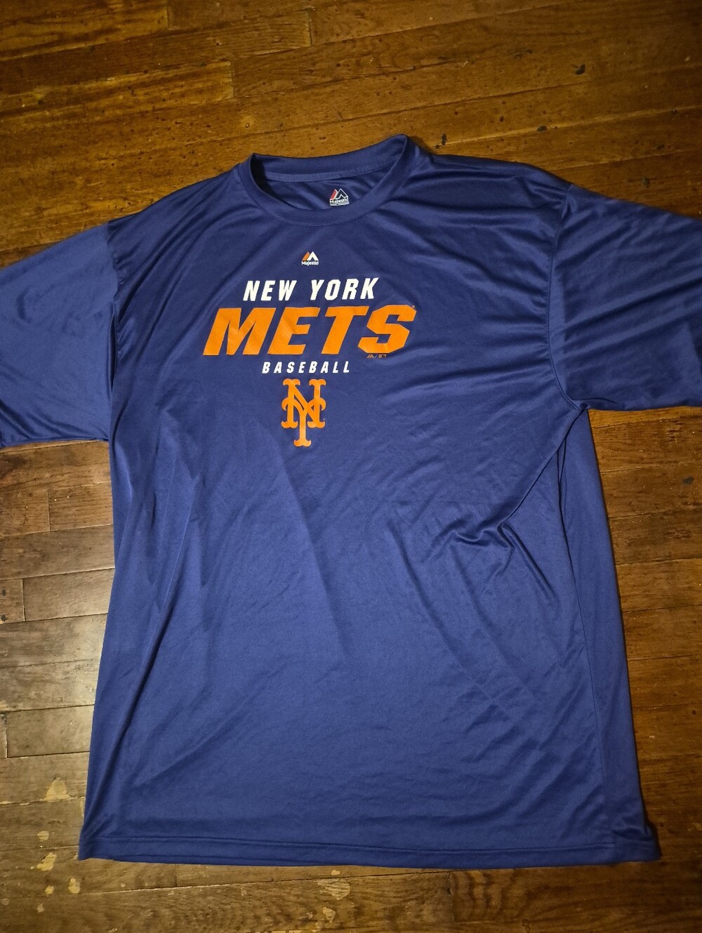 Majestic Men's New York Mets Logo Tee - Blue with Orange Graphics Sz 3XLT